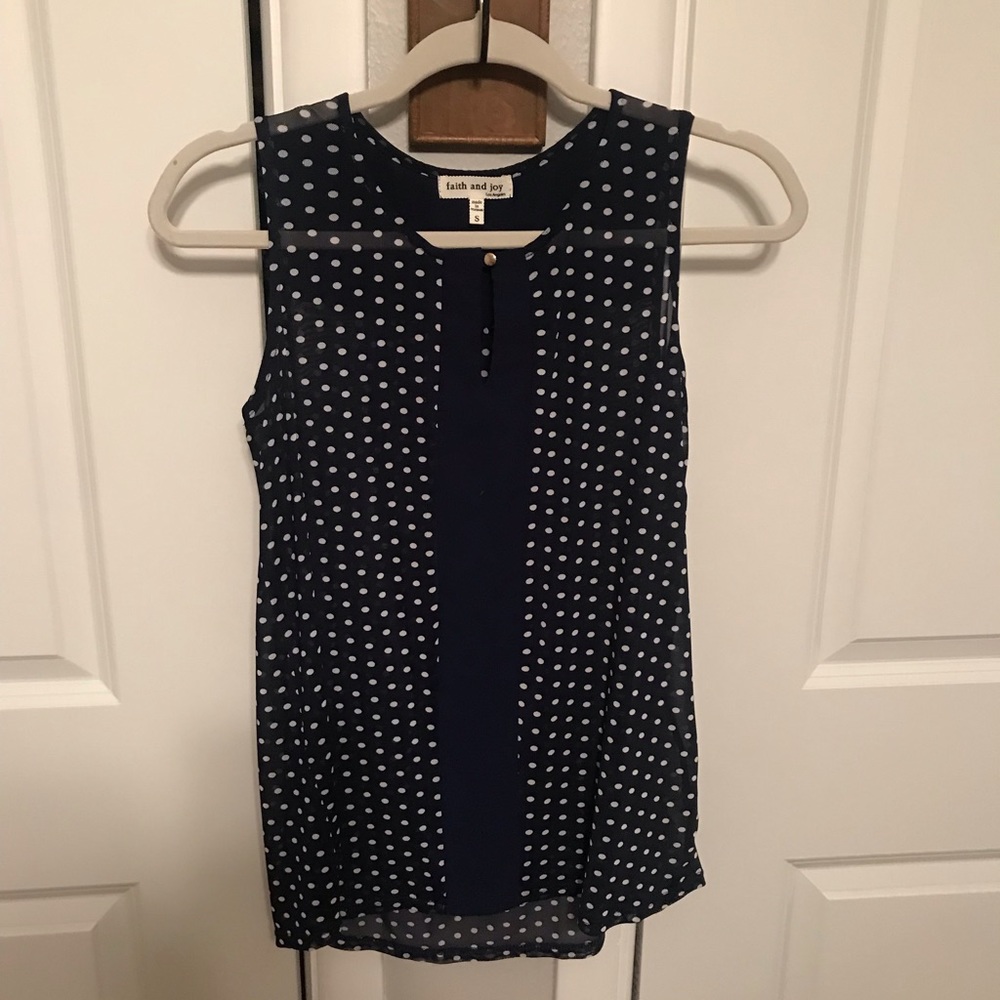 Navy blue polka dot tank top